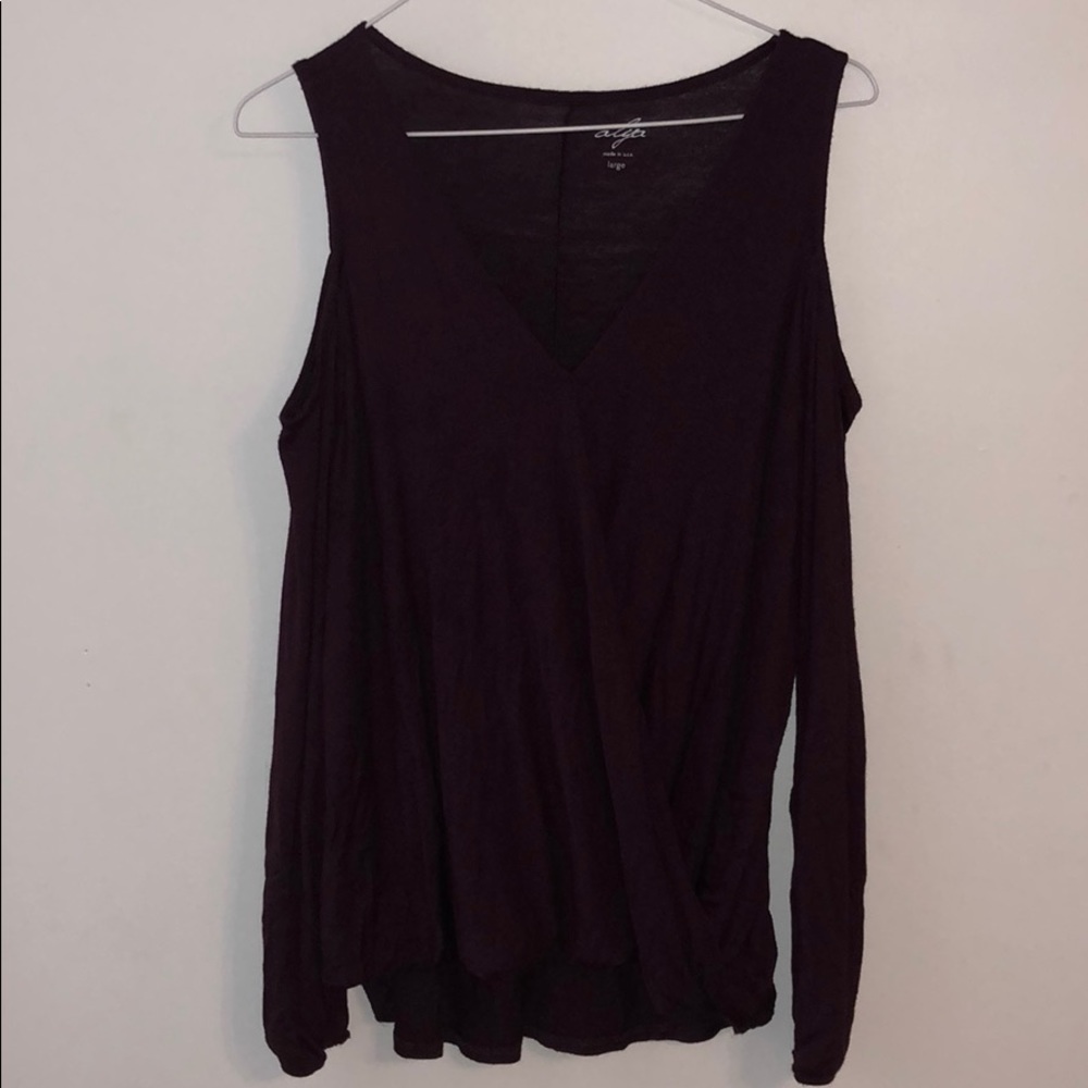 Burgundy cold shoulder top